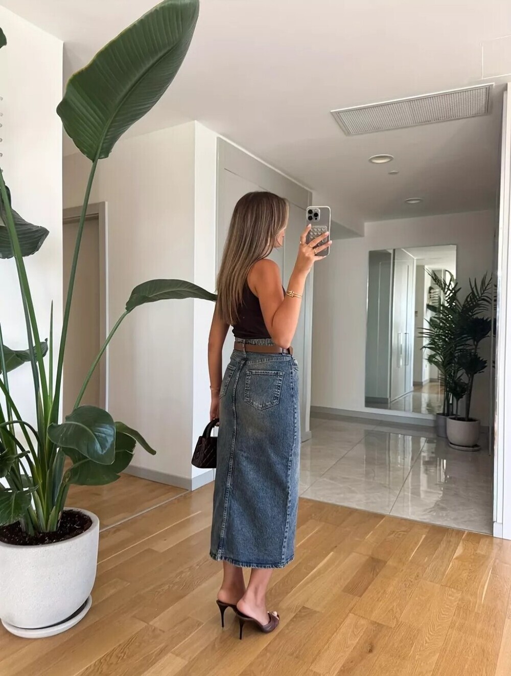 Slit Front Denim Skirt - Picture 5 of 5